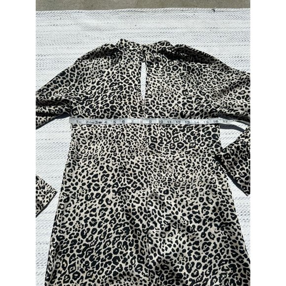 Lipsy London Dress Women Size 2 Brown Leopard Print Pullover Keyhole Neck Sheath - Picture 13 of 13